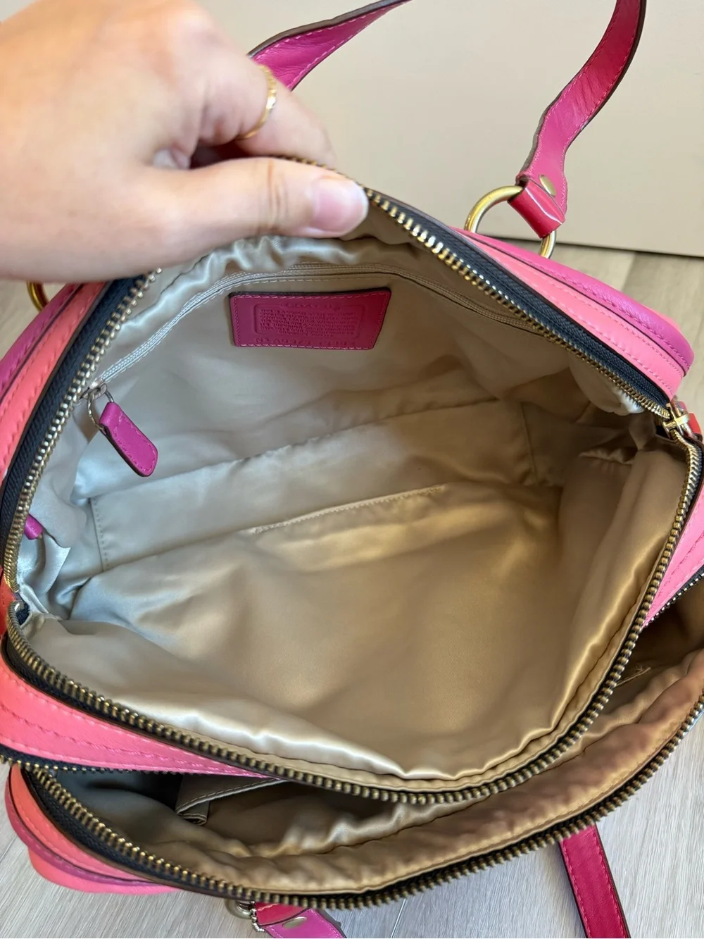 Coach Coral Pink Leather Shoulder Bag